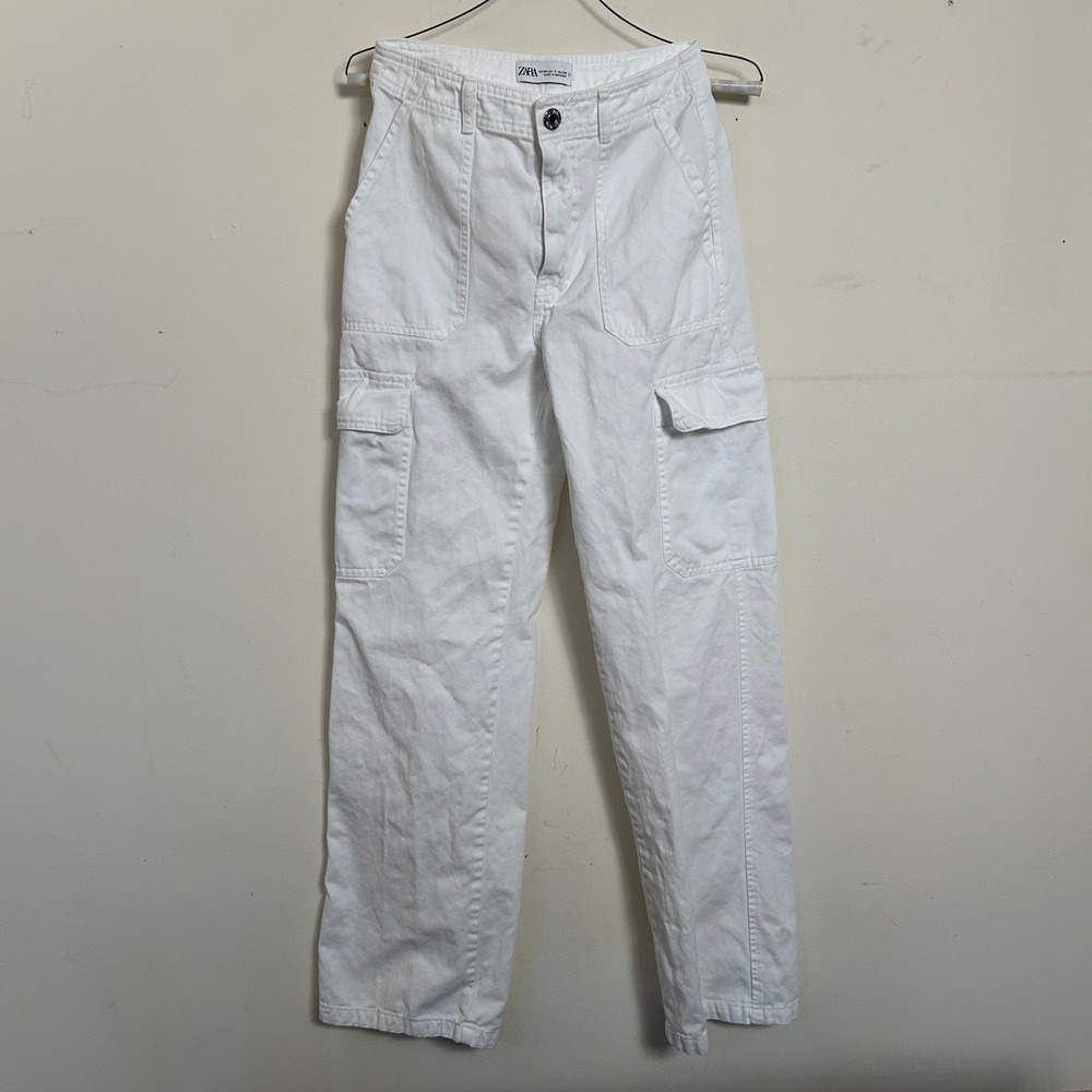 Zara Cargo Pants Casual‎ Size 2 White Streetwear Utility Y2K Summer